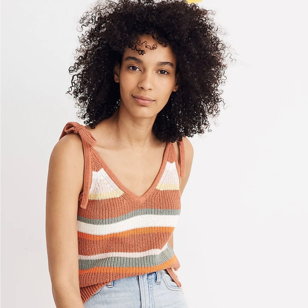 Madewell Striped Grandfield Tie-Strap Sweater Tank